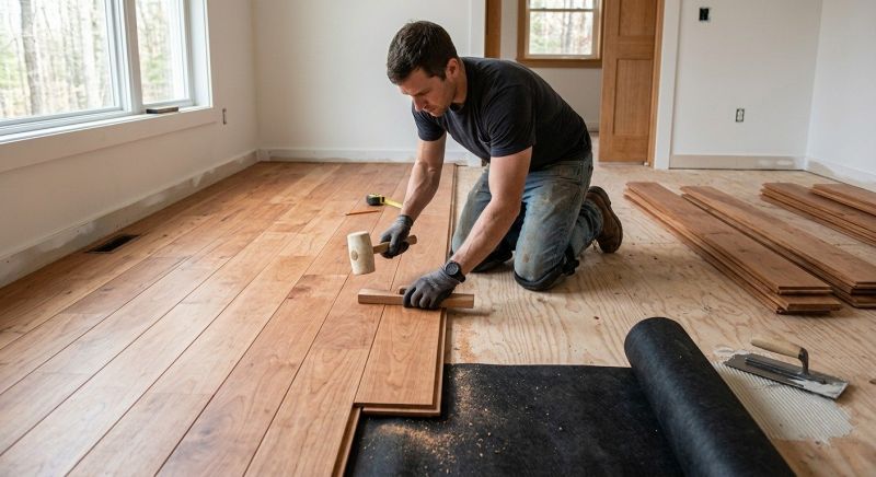 Cherry Floor Installation in Mukwonago, WI