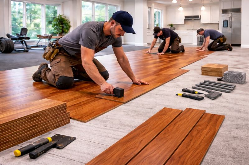 Cherry Floor Installation in Pewaukee, WI
