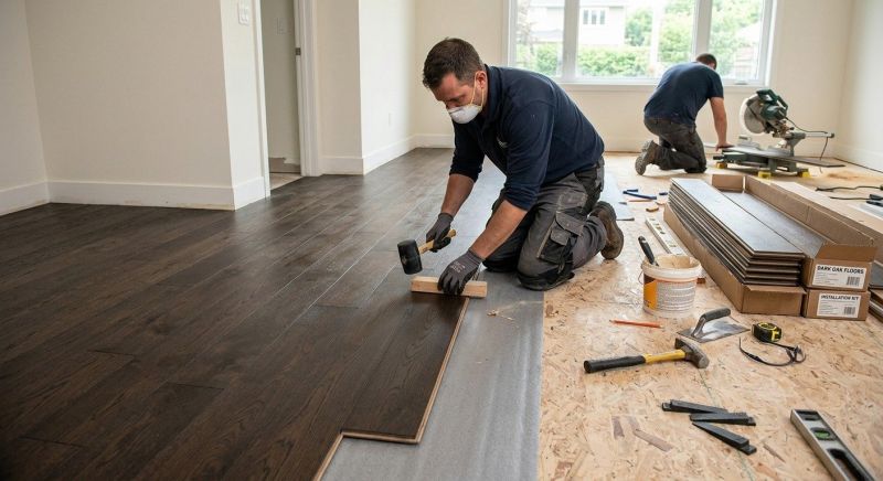 Dark Wood Floor Installation in South Milwaukee, WI